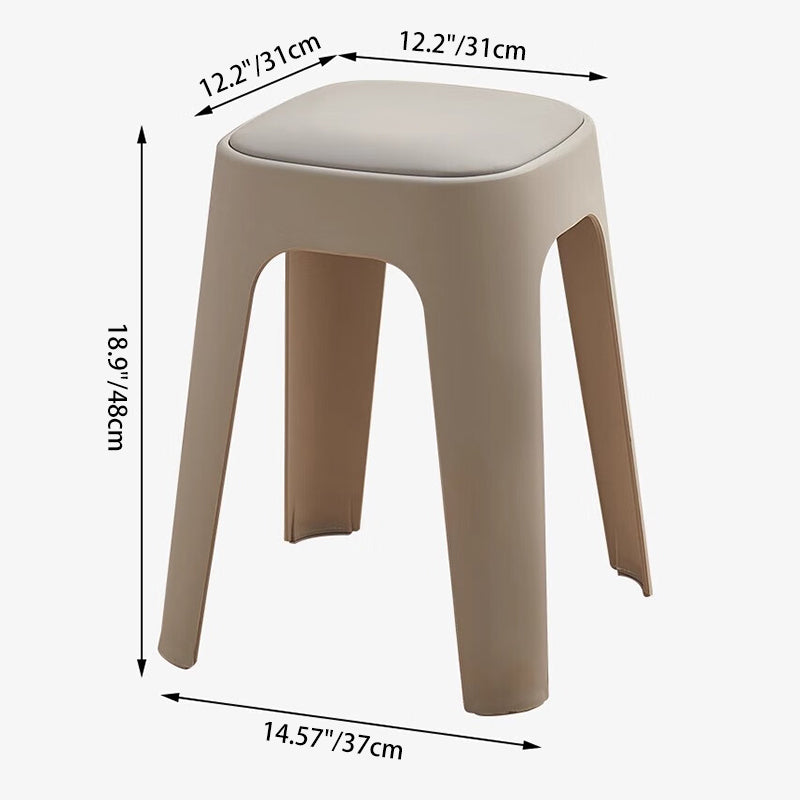 Chaise de salle à manger carrée empilable en PP avec revêtement en cuir PU, style minimaliste moderne, pour salle à manger et cuisine 