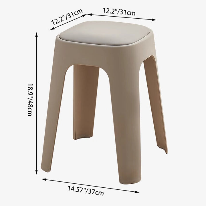 Modern Minimalist PU Leather PP Square Stackable Dining Chair For Dining Room & Kitchen
