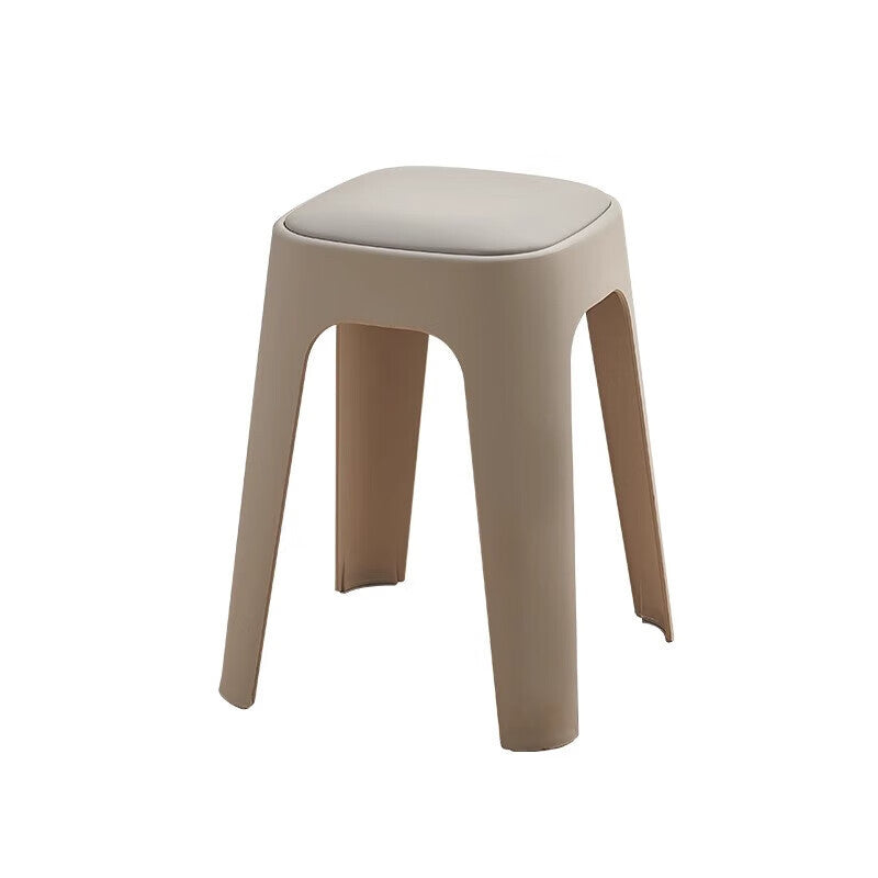 Chaise de salle à manger carrée empilable en PP avec revêtement en cuir PU, style minimaliste moderne, pour salle à manger et cuisine 