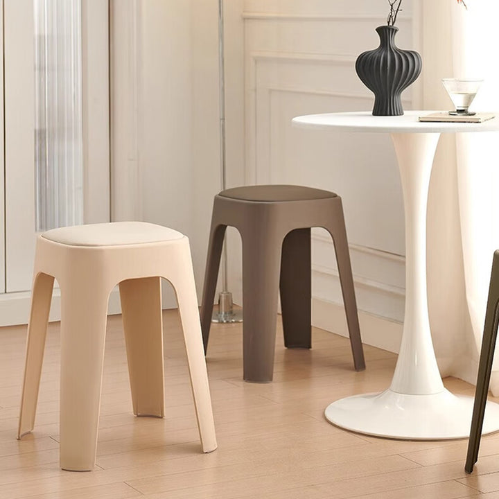 Modern Minimalist PU Leather PP Square Stackable Dining Chair For Dining Room & Kitchen