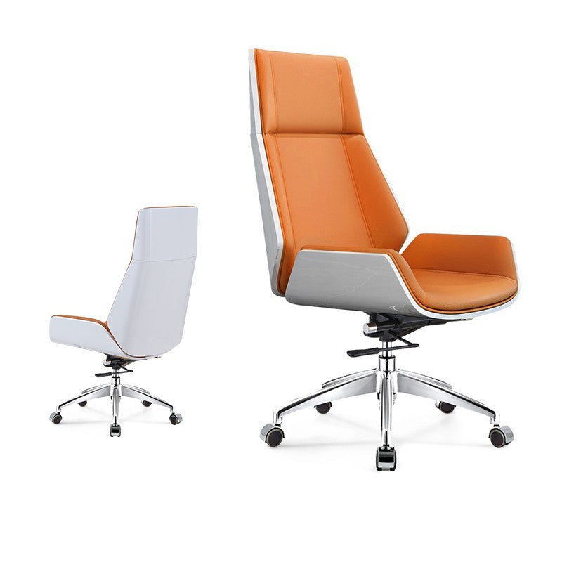 Modern Minimalist PU Leather Plywood Steel Rectangular Desk Chair Swivel Adjustable Height For Home &amp; Office