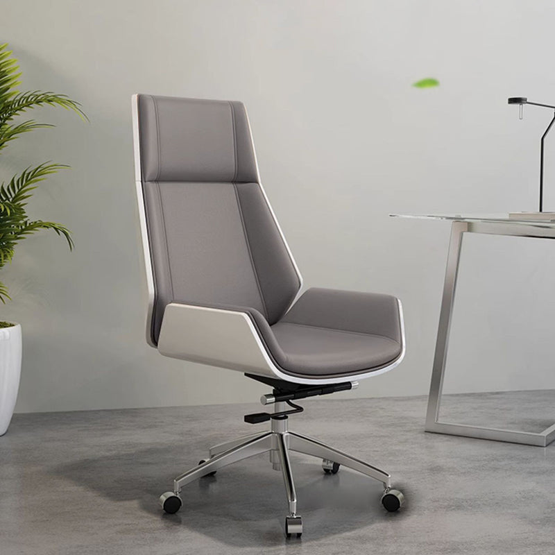 Modern Minimalist PU Leather Plywood Steel Rectangular Desk Chair Swivel Adjustable Height For Home &amp; Office