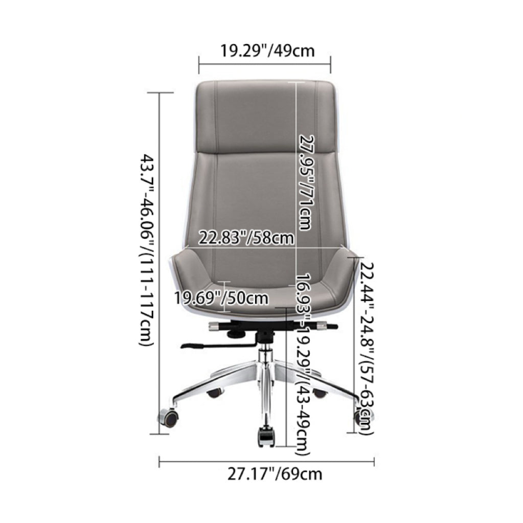 Modern Minimalist PU Leather Plywood Steel Rectangular Desk Chair Swivel Adjustable Height For Home &amp; Office