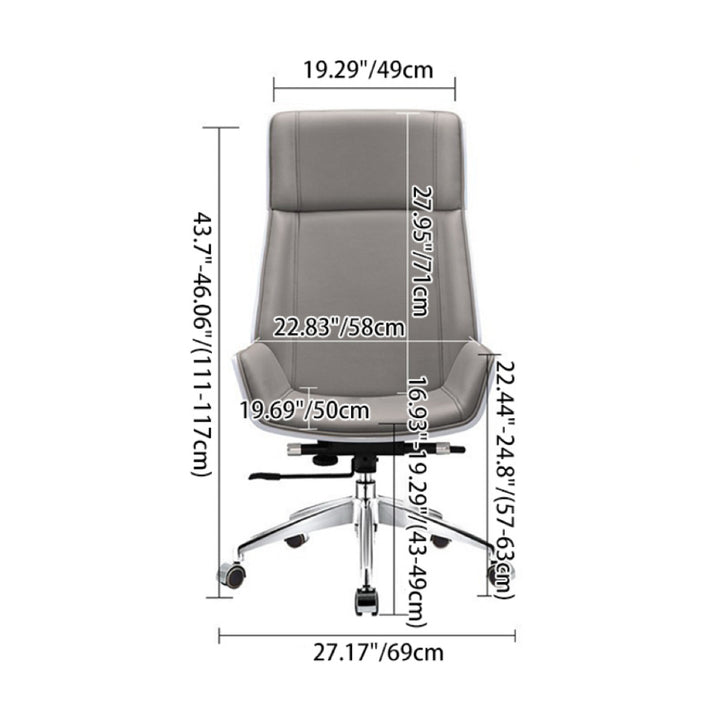 Modern Minimalist PU Leather Plywood Steel Rectangular Desk Chair Swivel Adjustable Height For Home &amp; Office