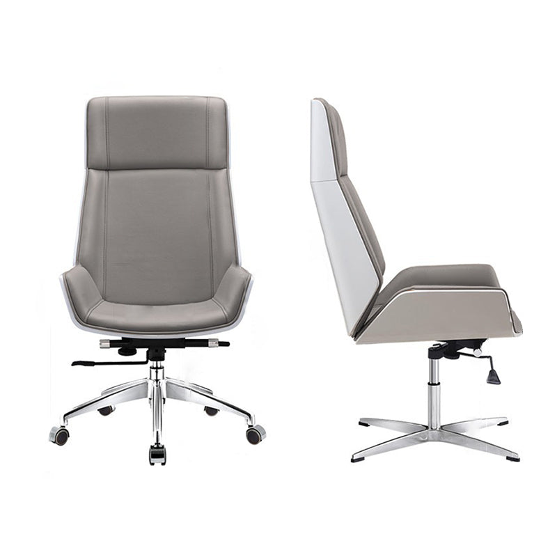 Modern Minimalist PU Leather Plywood Steel Rectangular Desk Chair Swivel Adjustable Height For Home &amp; Office