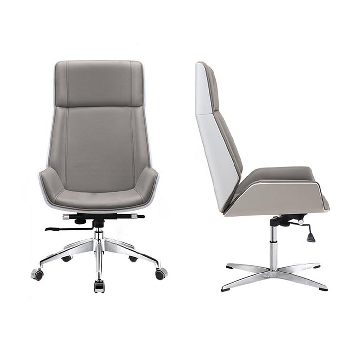 Modern Minimalist PU Leather Plywood Steel Rectangular Desk Chair Swivel Adjustable Height For Home &amp; Office