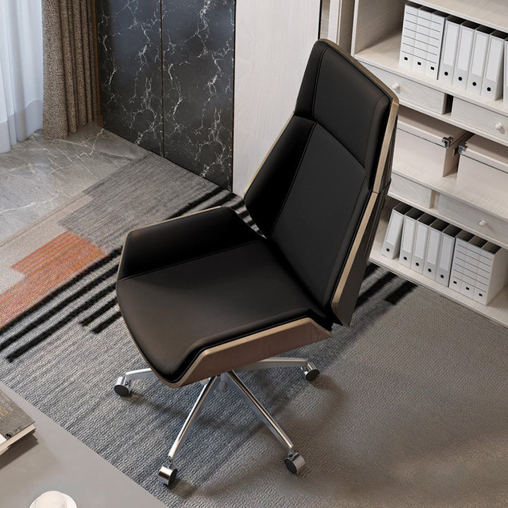 Modern Minimalist PU Leather Plywood Steel Rectangular Desk Chair Swivel Adjustable Height For Home &amp; Office