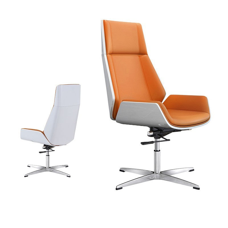 Modern Minimalist PU Leather Plywood Steel Rectangular Desk Chair Swivel Adjustable Height For Home &amp; Office
