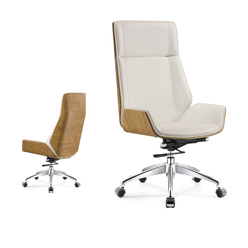 Modern Minimalist PU Leather Plywood Steel Rectangular Desk Chair Swivel Adjustable Height For Home &amp; Office