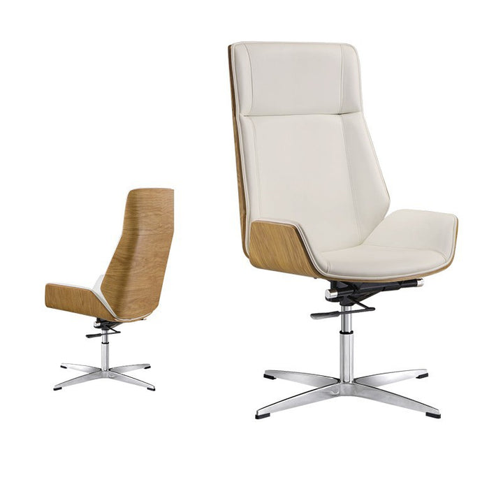 Modern Minimalist PU Leather Plywood Steel Rectangular Desk Chair Swivel Adjustable Height For Home &amp; Office