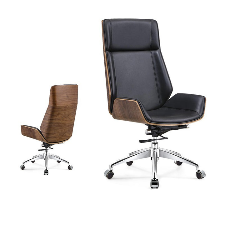 Modern Minimalist PU Leather Plywood Steel Rectangular Desk Chair Swivel Adjustable Height For Home &amp; Office