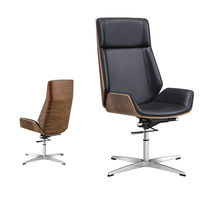 Modern Minimalist PU Leather Plywood Steel Rectangular Desk Chair Swivel Adjustable Height For Home &amp; Office