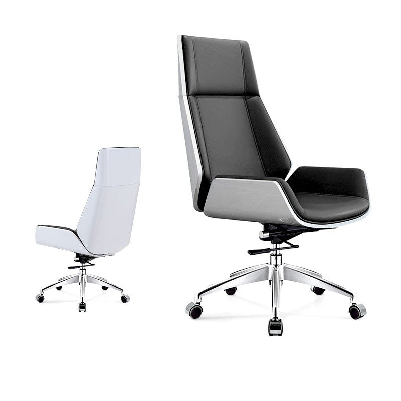 Modern Minimalist PU Leather Plywood Steel Rectangular Desk Chair Swivel Adjustable Height For Home &amp; Office