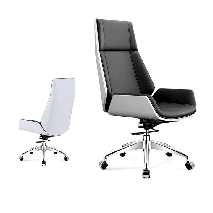 Modern Minimalist PU Leather Plywood Steel Rectangular Desk Chair Swivel Adjustable Height For Home &amp; Office