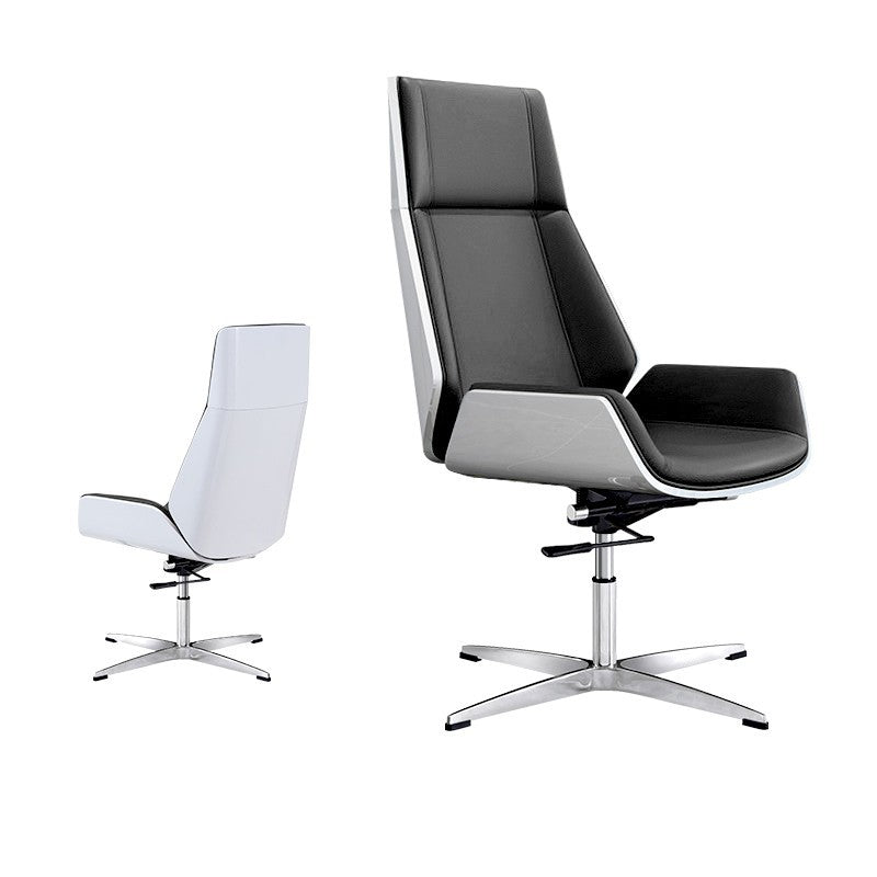 Modern Minimalist PU Leather Plywood Steel Rectangular Desk Chair Swivel Adjustable Height For Home &amp; Office