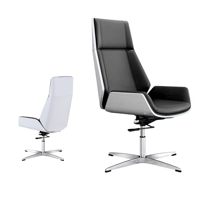 Modern Minimalist PU Leather Plywood Steel Rectangular Desk Chair Swivel Adjustable Height For Home &amp; Office