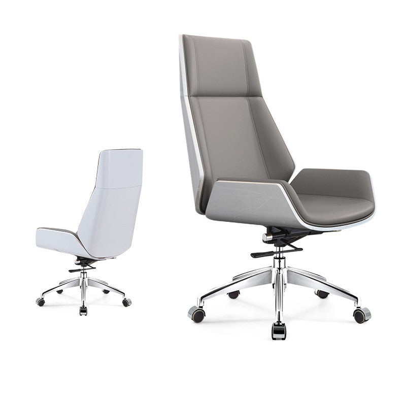 Modern Minimalist PU Leather Plywood Steel Rectangular Desk Chair Swivel Adjustable Height For Home &amp; Office