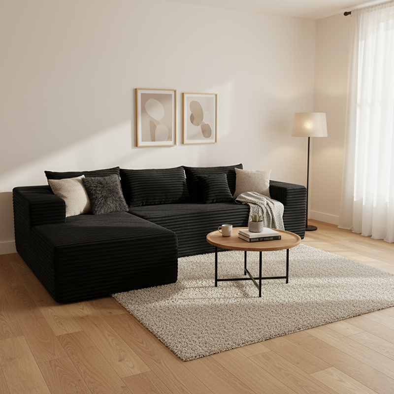 Kompaktes 35D Hochresilienz-Schaumstoff-Kompressionssofa - Nordischer weicher Cordstoff Einfach zu verstauen für Wohnzimmer &amp; Schlafzimmer 