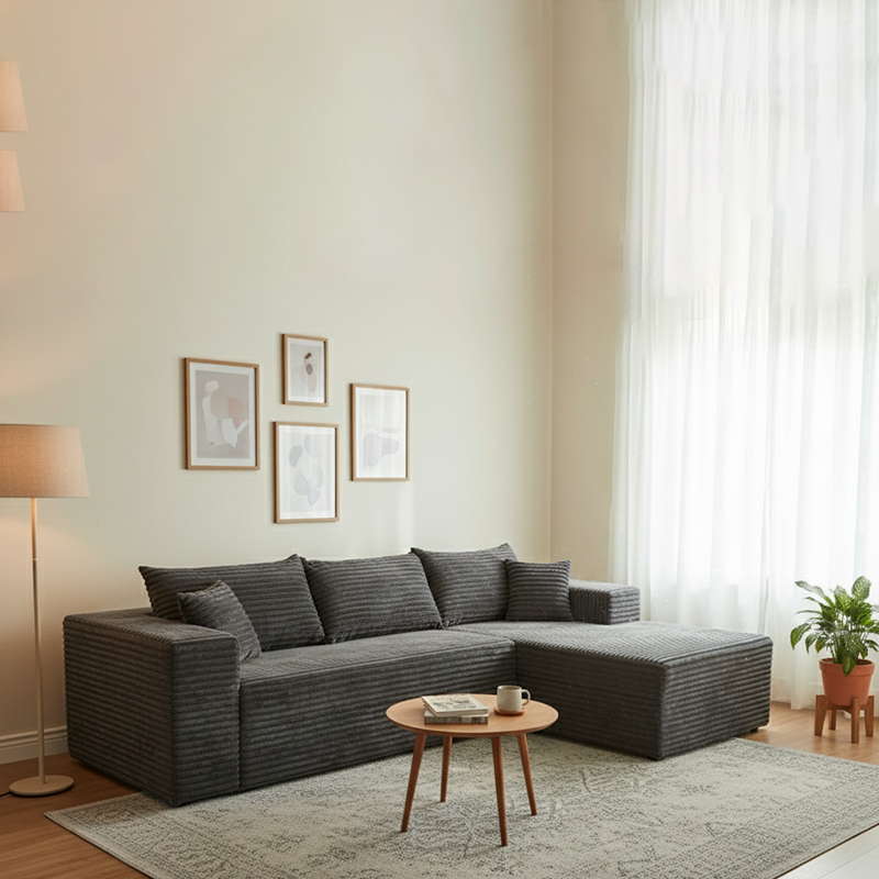 Kompaktes 35D Hochresilienz-Schaumstoff-Kompressionssofa - Nordischer weicher Cordstoff Einfach zu verstauen für Wohnzimmer &amp; Schlafzimmer 