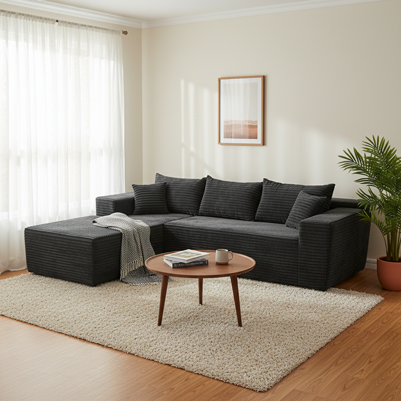 Kompaktes 35D Hochresilienz-Schaumstoff-Kompressionssofa - Nordischer weicher Cordstoff Einfach zu verstauen für Wohnzimmer &amp; Schlafzimmer 