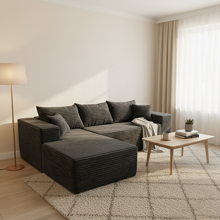 Kompaktes 35D Hochresilienz-Schaumstoff-Kompressionssofa - Nordischer weicher Cordstoff Einfach zu verstauen für Wohnzimmer &amp; Schlafzimmer 