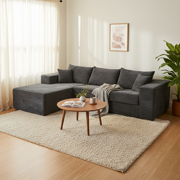 Kompaktes 35D Hochresilienz-Schaumstoff-Kompressionssofa - Nordischer weicher Cordstoff Einfach zu verstauen für Wohnzimmer &amp; Schlafzimmer 