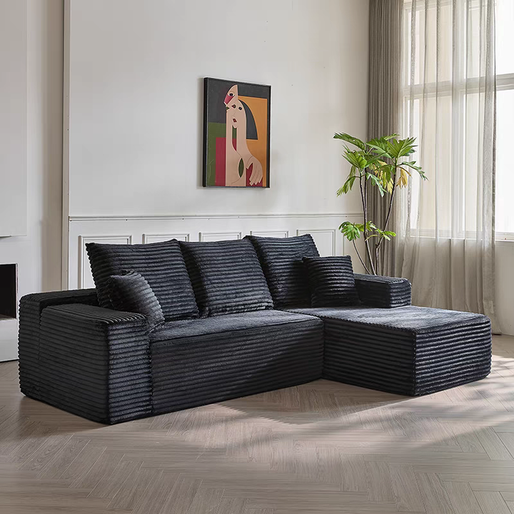 Canapé de compression en mousse haute résilience Compact 35D - tissu côtelé doux nordique, rangement facile pour salon et chambre à coucher 