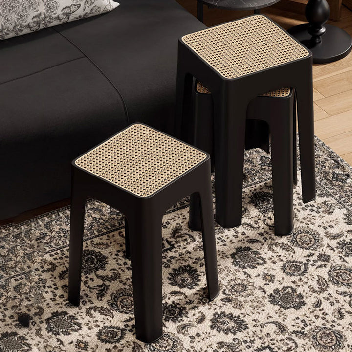 Modern Mid-Century Plastic Square Stackable Dining Chair With Comfortable Seat For Dining Room & Kitchen