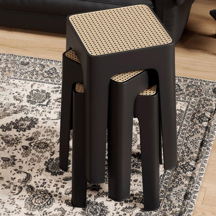 Modern Mid-Century Plastic Square Stackable Dining Chair With Comfortable Seat For Dining Room &amp; Kitchen
