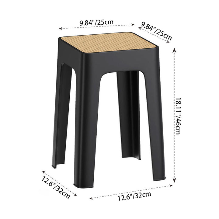 Modern Mid-Century Plastic Square Stackable Dining Chair With Comfortable Seat For Dining Room &amp; Kitchen