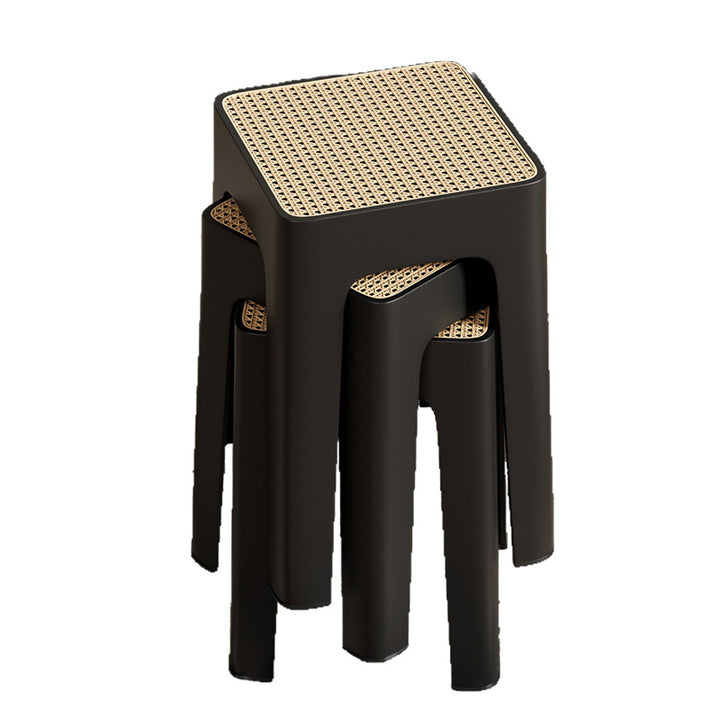 Modern Mid-Century Plastic Square Stackable Dining Chair With Comfortable Seat For Dining Room &amp; Kitchen