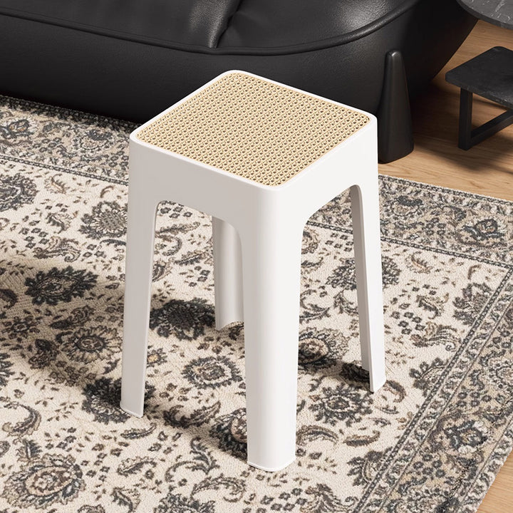 Modern Mid-Century Plastic Square Stackable Dining Chair With Comfortable Seat For Dining Room &amp; Kitchen