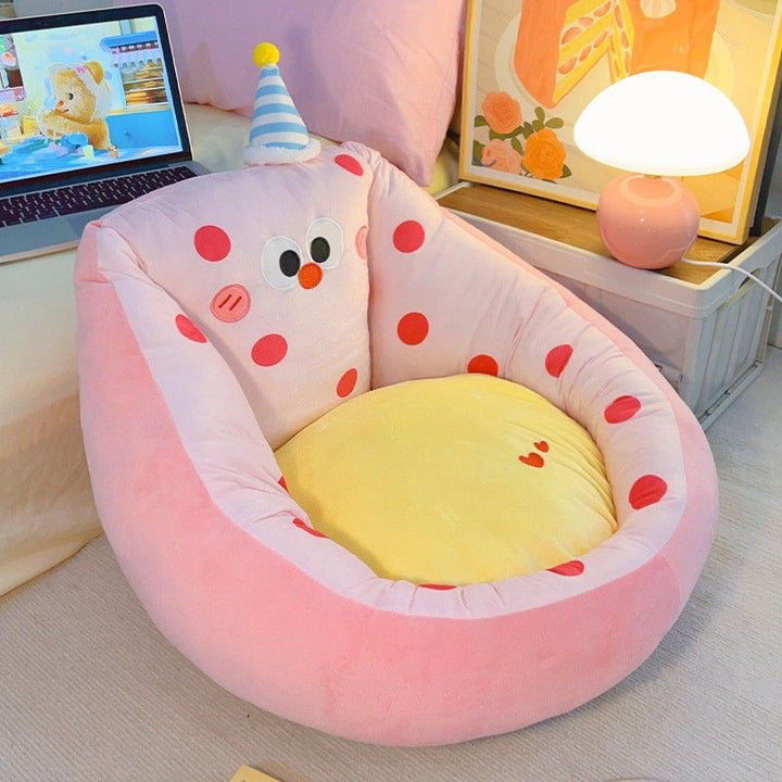 Coussin rond cartoon contemporain en cristal velours, coton PP, coussin de dossier de canapé amovible pour salon et chambre à coucher 