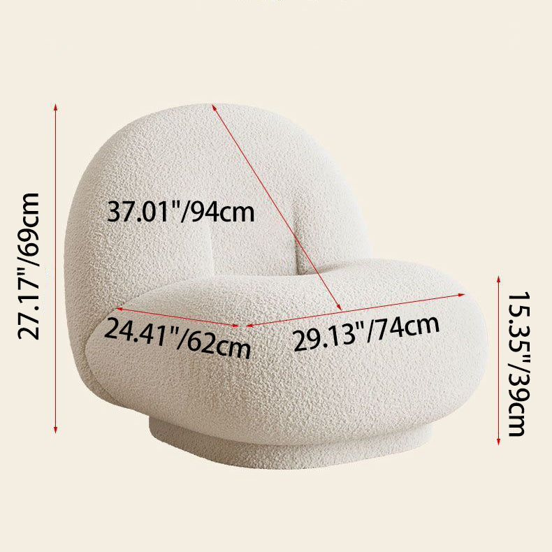 Contemporary Nordic Sherpa Fabric Plywood Ellipse Swivel Accent Chair Backrest Armless For Living Room
