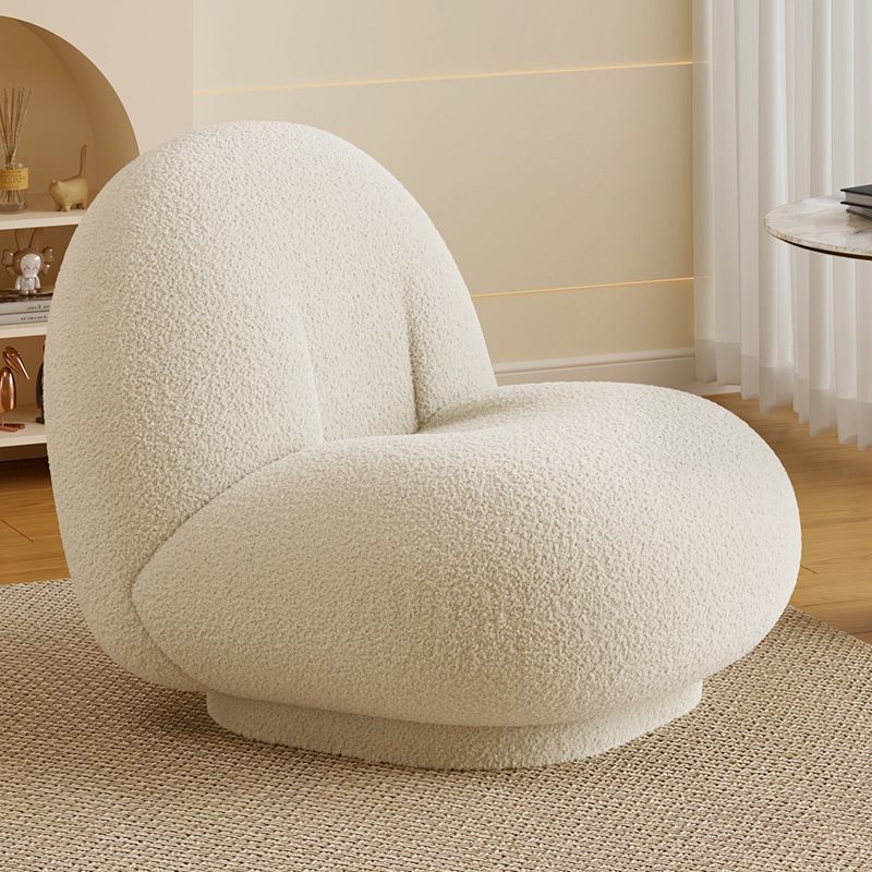 Contemporary Nordic Sherpa Fabric Plywood Ellipse Swivel Accent Chair Backrest Armless For Living Room