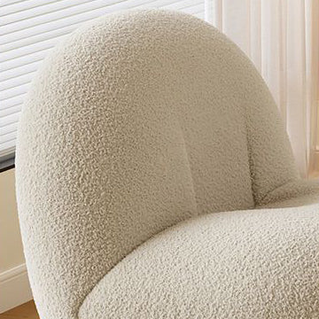 Contemporary Nordic Sherpa Fabric Plywood Ellipse Swivel Accent Chair Backrest Armless For Living Room