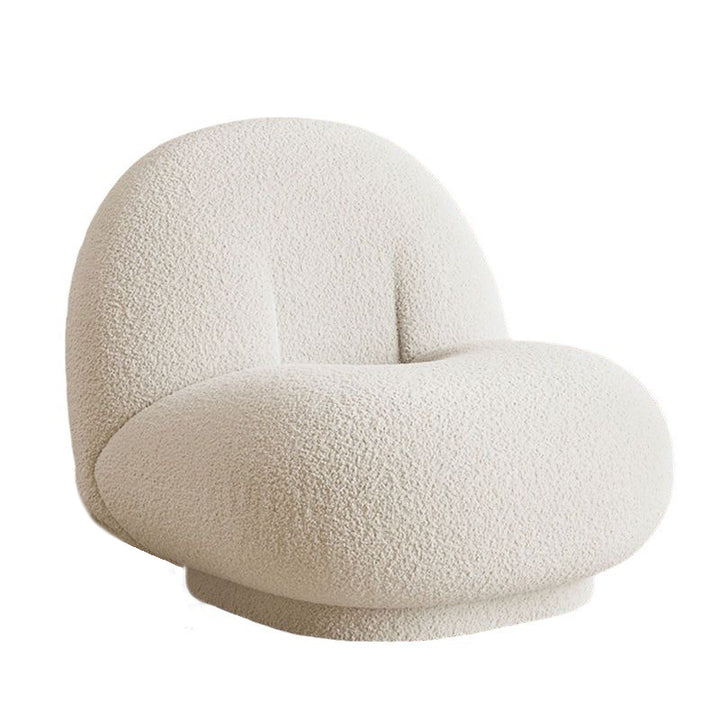 Contemporary Nordic Sherpa Fabric Plywood Ellipse Swivel Accent Chair Backrest Armless For Living Room