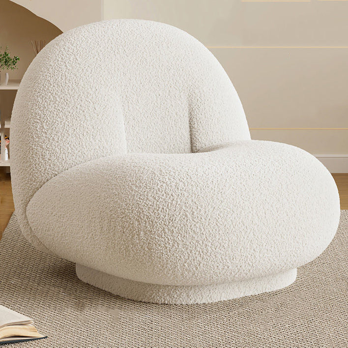 Contemporary Nordic Sherpa Fabric Plywood Ellipse Swivel Accent Chair Backrest Armless For Living Room