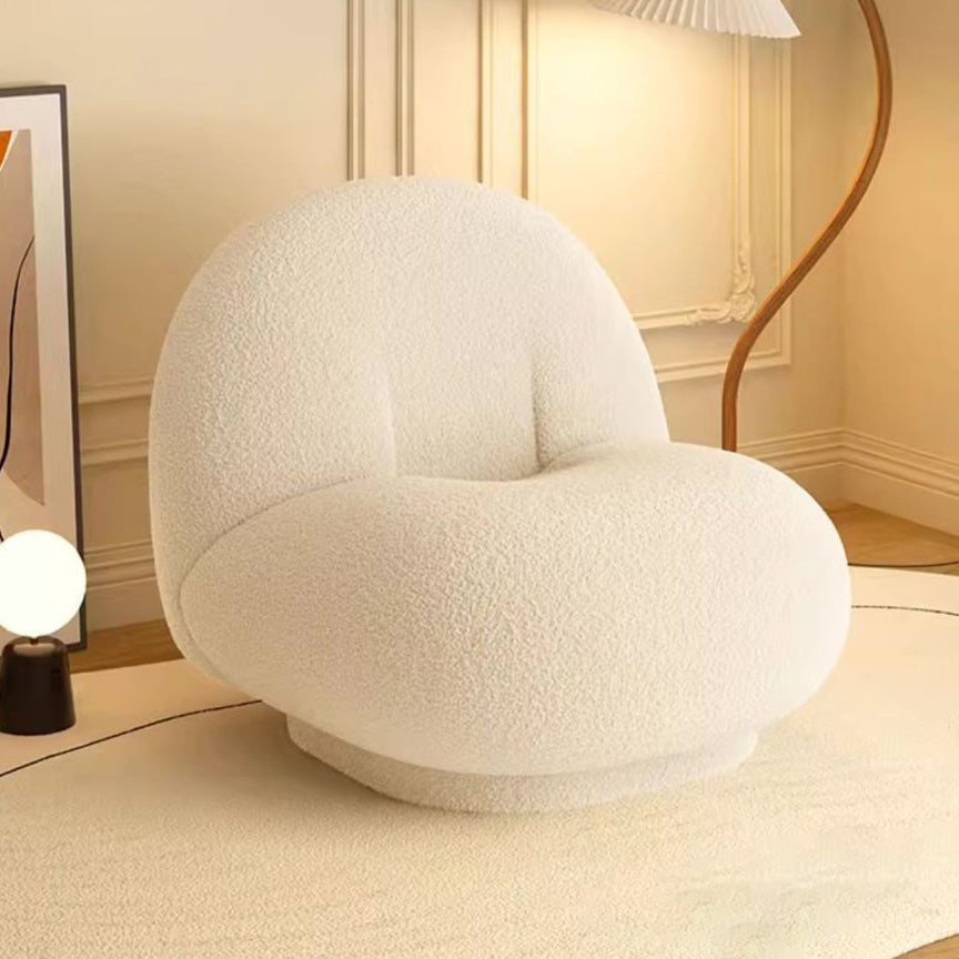 Contemporary Nordic Sherpa Fabric Plywood Ellipse Swivel Accent Chair Backrest Armless For Living Room