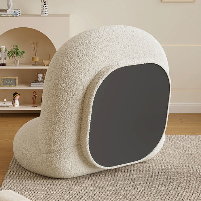 Contemporary Nordic Sherpa Fabric Plywood Ellipse Swivel Accent Chair Backrest Armless For Living Room