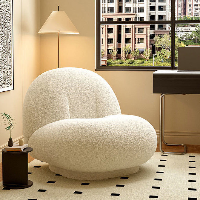 Contemporary Nordic Sherpa Fabric Plywood Ellipse Swivel Accent Chair Backrest Armless For Living Room