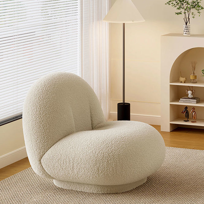 Contemporary Nordic Sherpa Fabric Plywood Ellipse Swivel Accent Chair Backrest Armless For Living Room