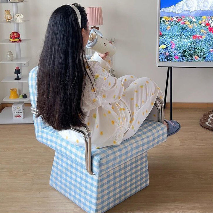 Moderna Minimalista Silla Giratoria de Terciopelo Madera Maciza Contrachapado Acero con Respaldo y Reposabrazos para Sala de Estar 