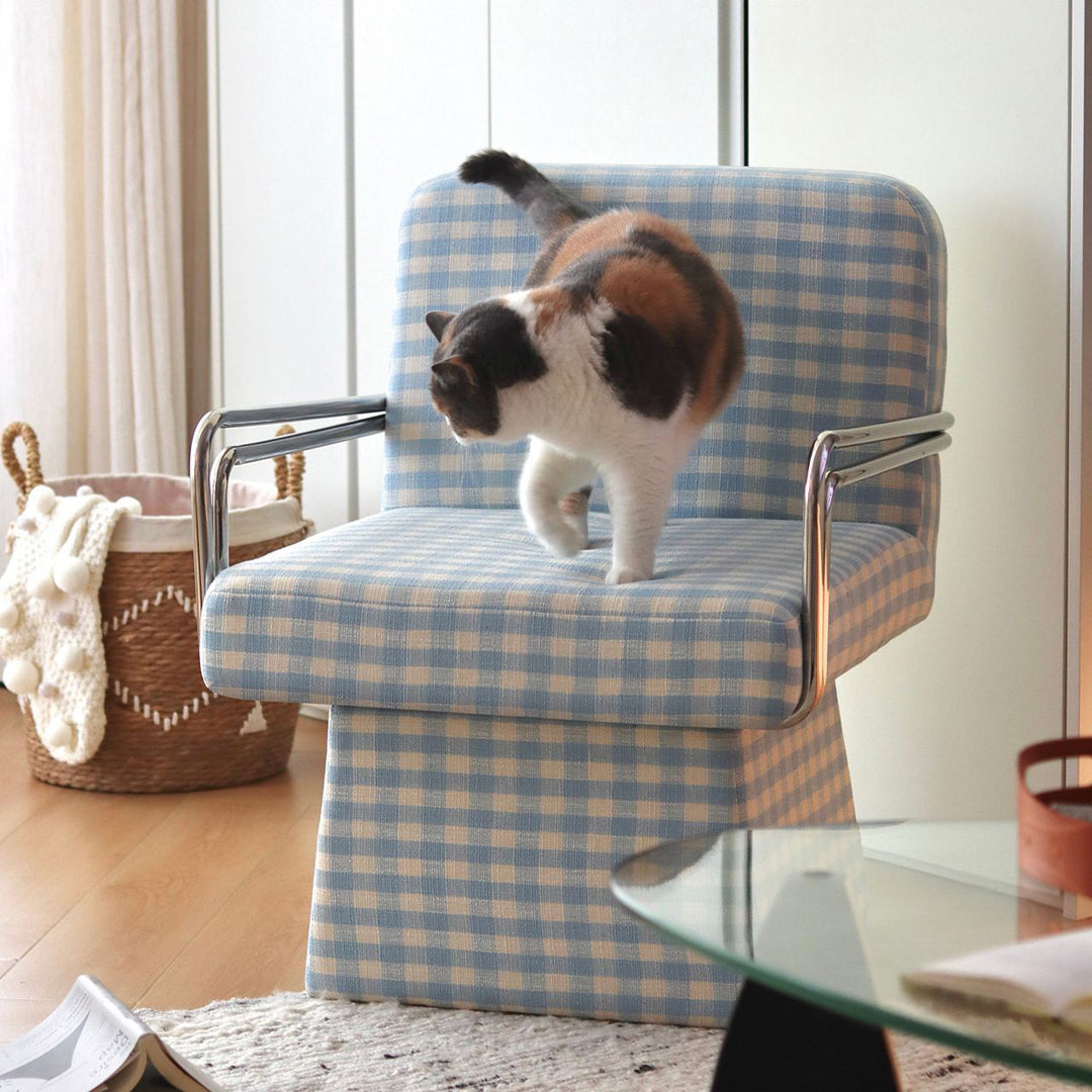 Moderna Minimalista Silla Giratoria de Terciopelo Madera Maciza Contrachapado Acero con Respaldo y Reposabrazos para Sala de Estar 