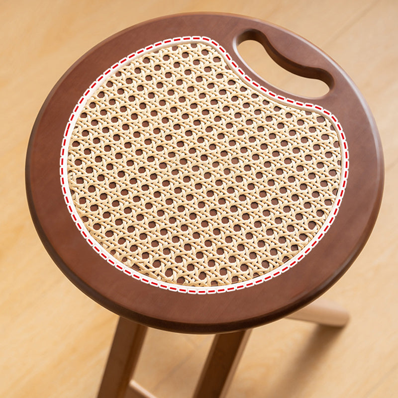 Tabouret de bar pliant rond en bambou, résine et rotin tressé, style rétro contemporain, pour salle à manger et cuisine 