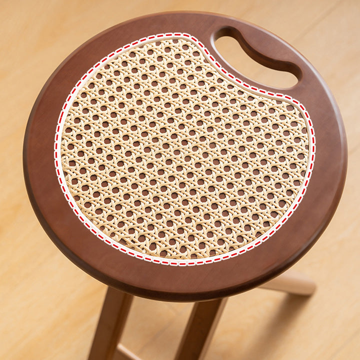 Tabouret de bar pliant rond en bambou, résine et rotin tressé, style rétro contemporain, pour salle à manger et cuisine 