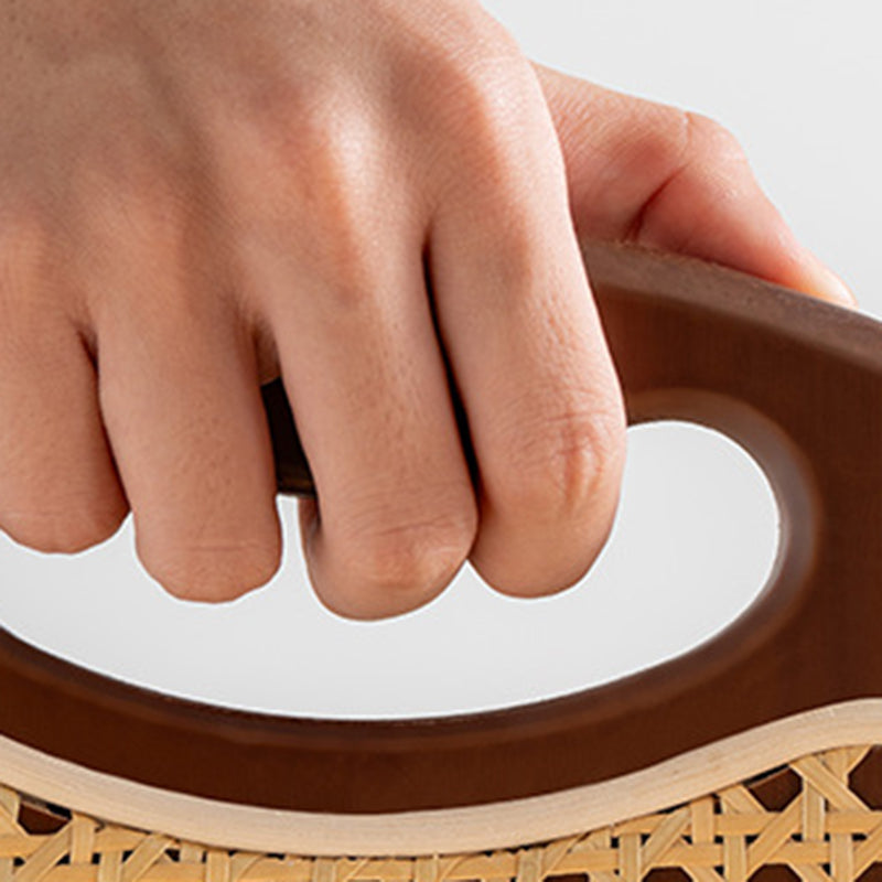 Tabouret de bar pliant rond en bambou, résine et rotin tressé, style rétro contemporain, pour salle à manger et cuisine 