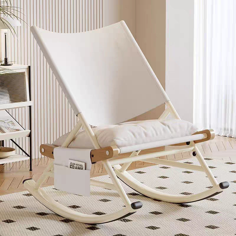 Modern Minimalist Teslin Polyester Linen Fabric Iron Rectangular Rocking Chair Backrest Armless For Living Room