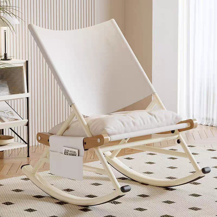 Modern Minimalist Teslin Polyester Linen Fabric Iron Rectangular Rocking Chair Backrest Armless For Living Room