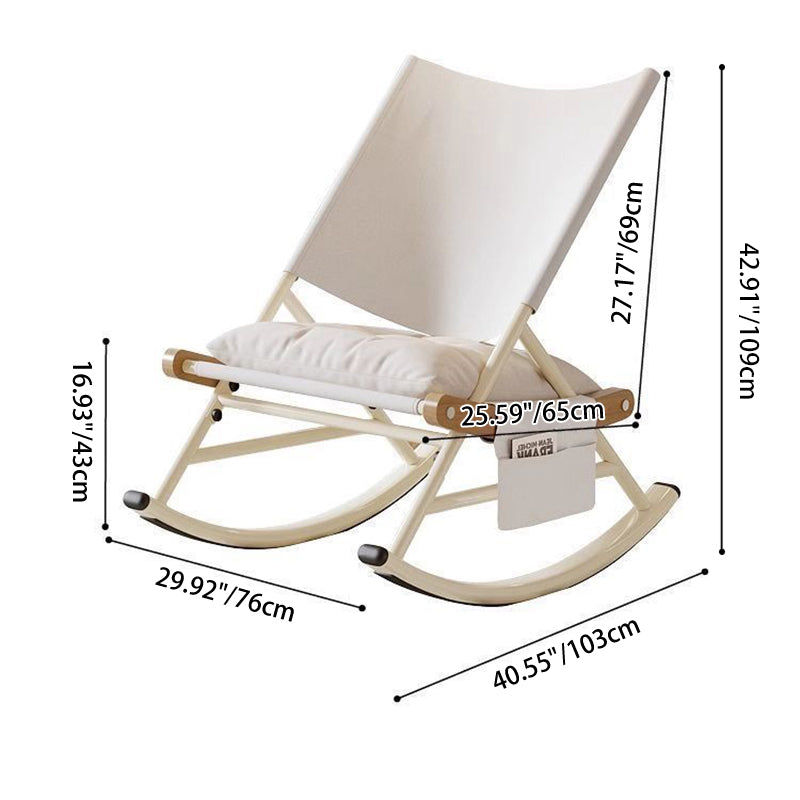 Modern Minimalist Teslin Polyester Linen Fabric Iron Rectangular Rocking Chair Backrest Armless For Living Room